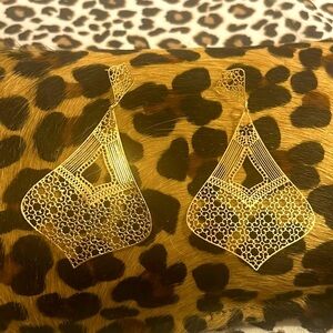 Gold Color Filigree Tassa Chandelier Earrings